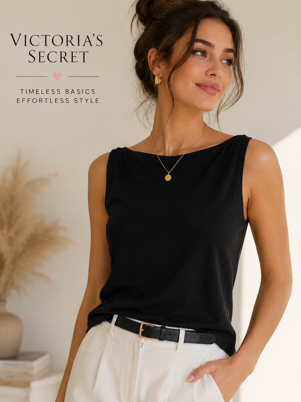 Victoria's Secret Black Tank Top Large Lightweight Stretch